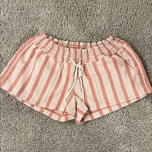 Roxy High Waist Pink and White Striped Shorts